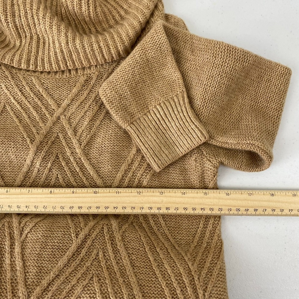 Banana Republic Knit Sweater Dress Brown XXS Cowl Neck Diamond Winter Cozy Y2K - Picture 7 of 11